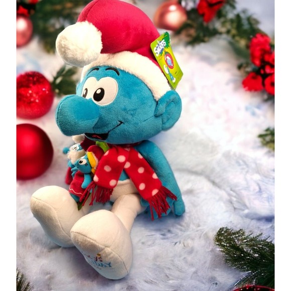New Macys Holiday Christmas SMURF Plush Stuffed Animal 18” w/Finger Pals 2010 - Picture 2 of 9